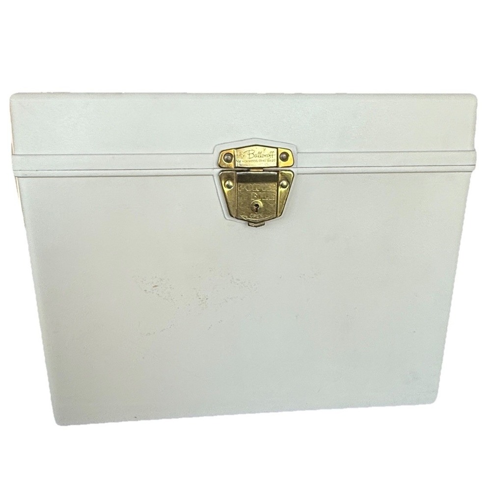 VTG Ballonoff Plastic Personal Porta File Box Brass Lock No Key Retro 13x10x5